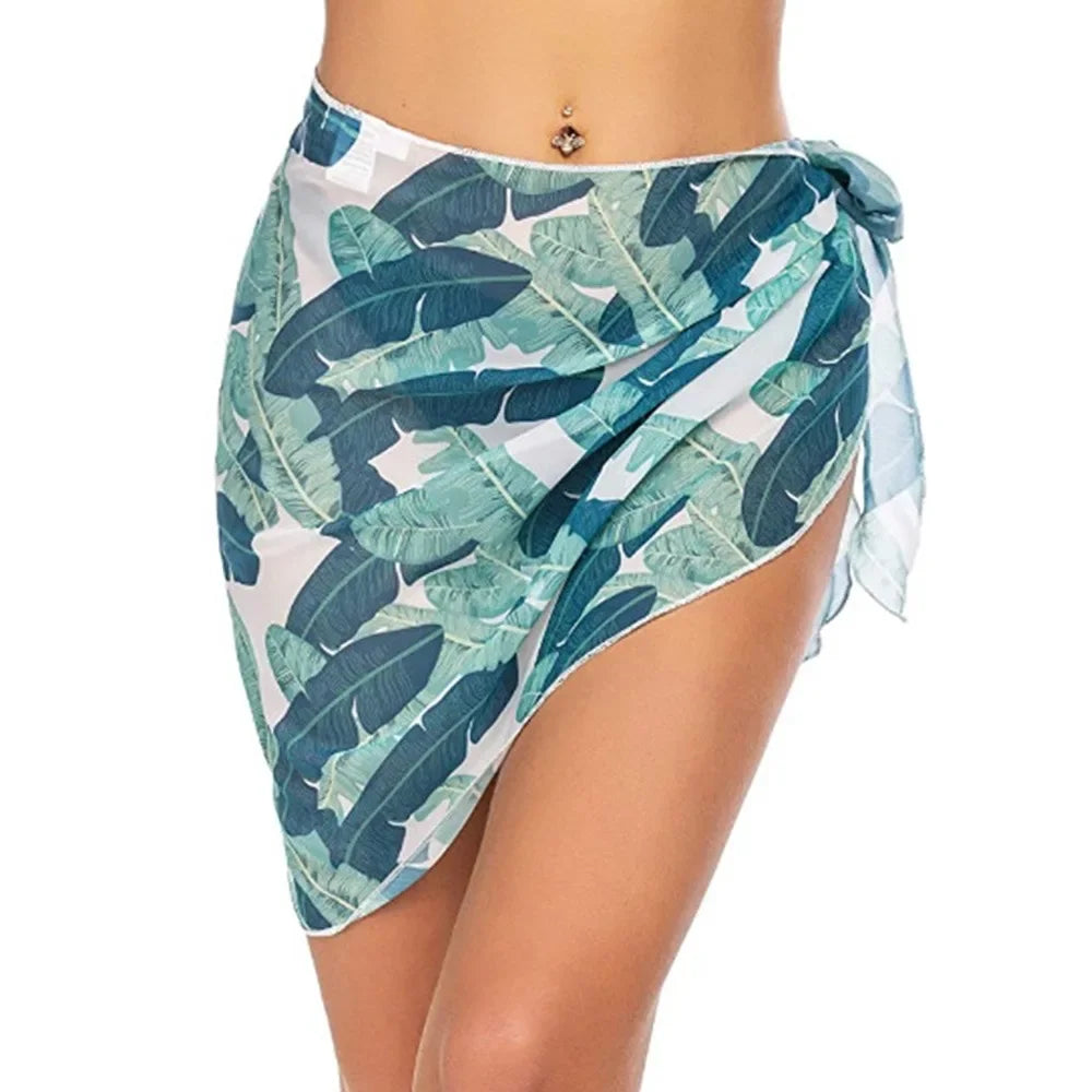 Jupe courte en mousseline de soie pour femmes, Industries ong, cover-ups pour les maillots de bain, bikini de plage, rond, transparent, écharpe, été