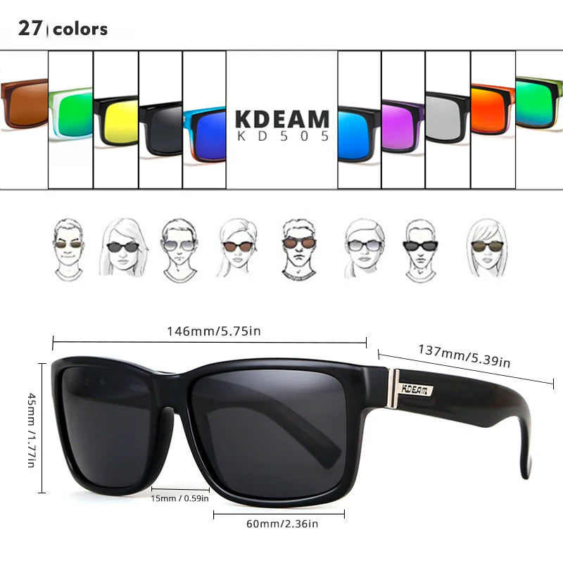 Lunettes de soleil sport polarisées — couleurs choquantes, conduite extérieur, photochromiques, avec boîte