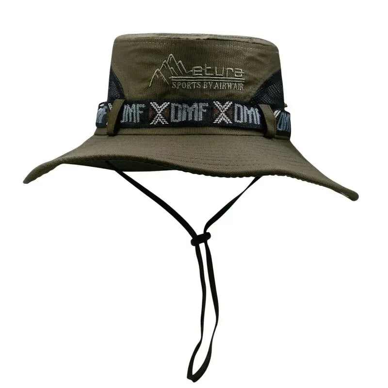 Chapeau seau d'été pour hommes, Protection UV en plein air, à large bord, Panama, Safari, chasse, randonnée, chapeau de pêcheur en maille, casquette de Protection solaire de plage