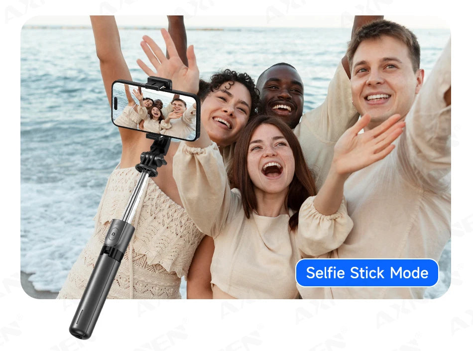 Trépied perche à selfie Bluetooth — support bureau, téléphone, obturateur télécommande sans fil, lumière de remplissage
