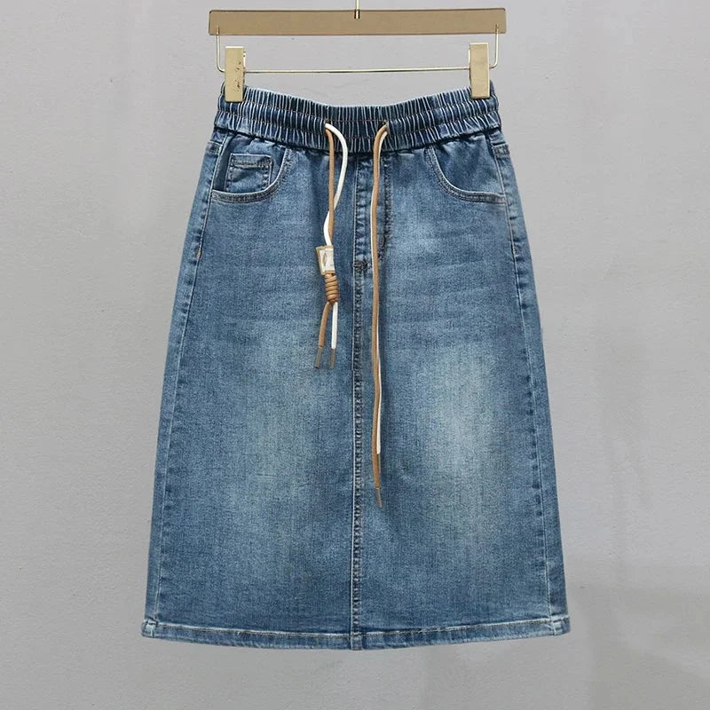 Jupe Longue Denim Femme Grande Taille 5XL — Coreenne Taille Haute A-Ligne