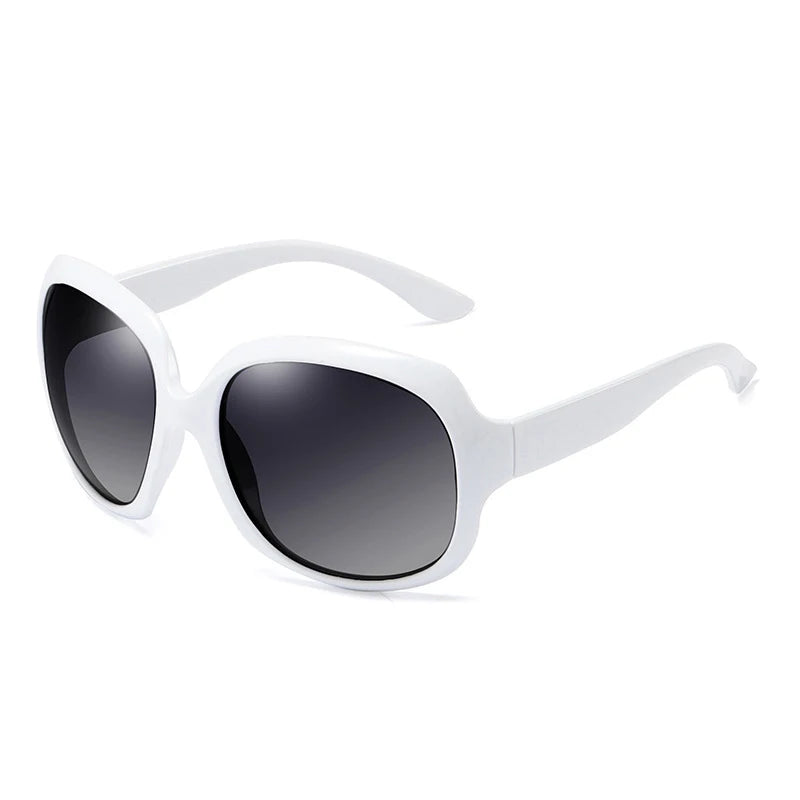Gafas de sol polarizadas redondas grandes de diseño elegante marca FUQIAN para mujer, a la moda, de plástico grande, para mujer, UV400
