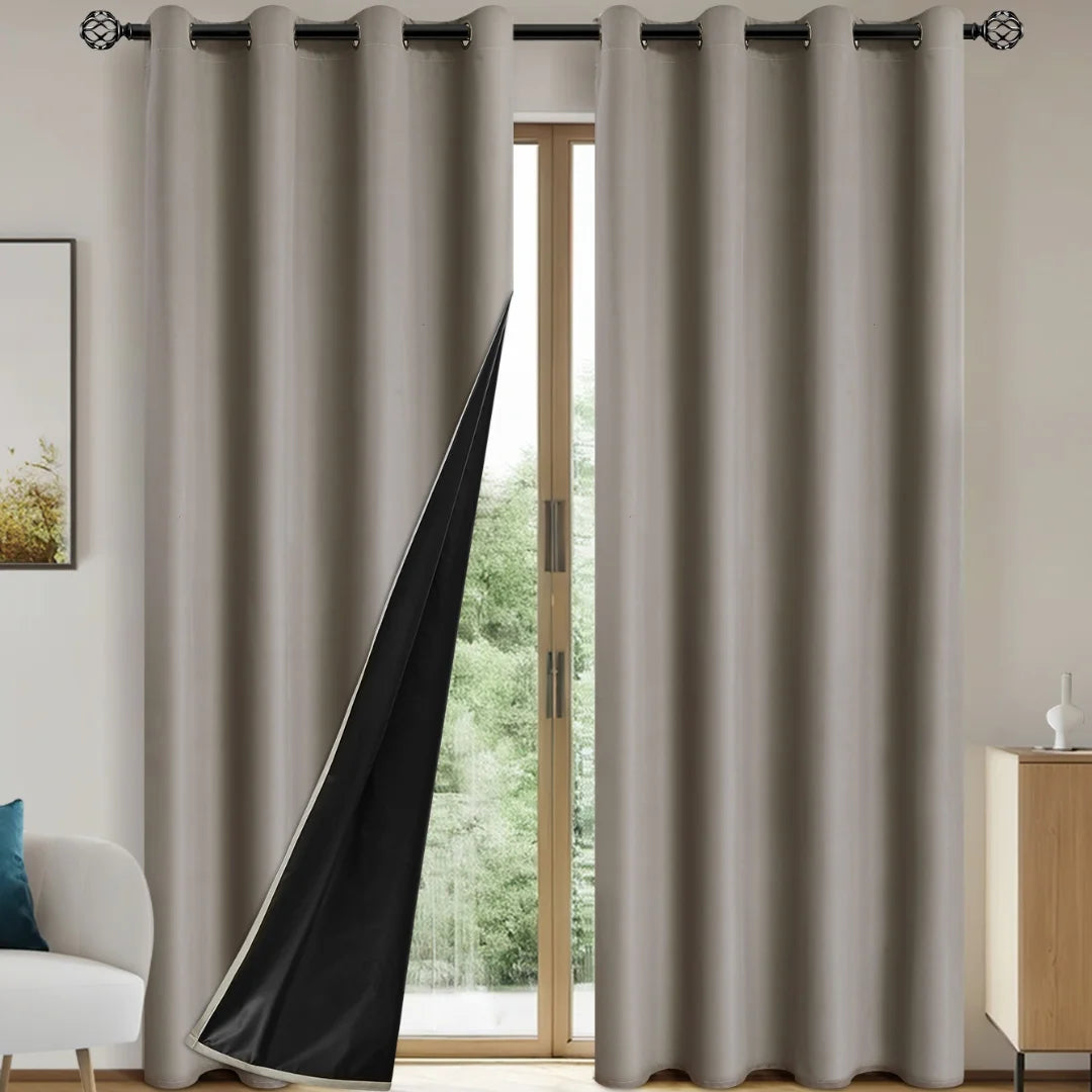 Rideaux occultants 100% solides avec œillets, rideaux de confidentialité totale pour chambre à coucher, beaux rideaux pour salon, 1 pièce