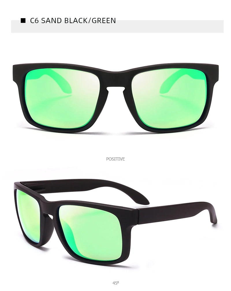 Lunettes de soleil polarisées carrées classiques pour hommes et femmes, Vintage, en plastique, élégantes, noires, pour Sports de plein air, UV400
