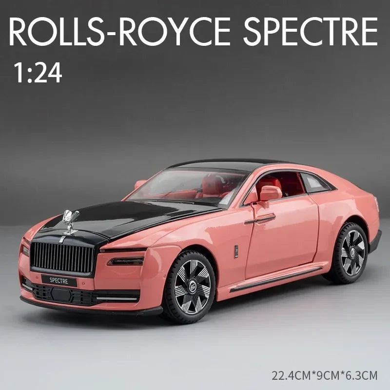 Rolls Royce Spectre Alloy Car Model for Boys, Simulation, Sound, Light, Collectible Metal Toys, Vehicles, Tire, Child, 1/24 Scale