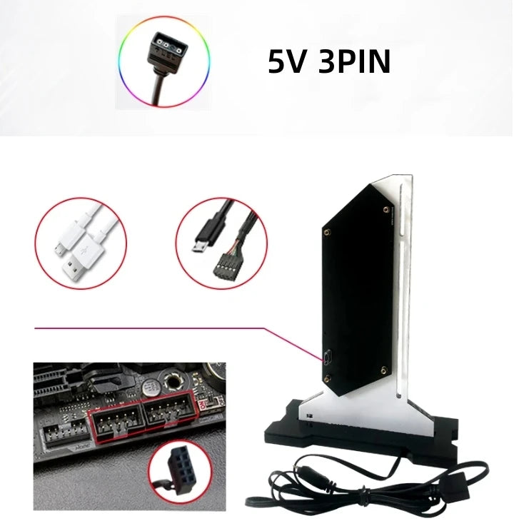 Support de carte vidéo graphique Support VGA avec écran LCD 2.4 pouces Support RGB CPU GPU RAM moniteur AIDA64 pour PC Gamer armoire bricolage