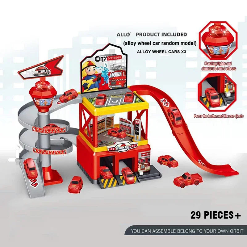 Railway Cars DIY Parking Assembled Track Inertia Car Engineering Vehicle Track Car for Kids Boys Children Birthday Gifts