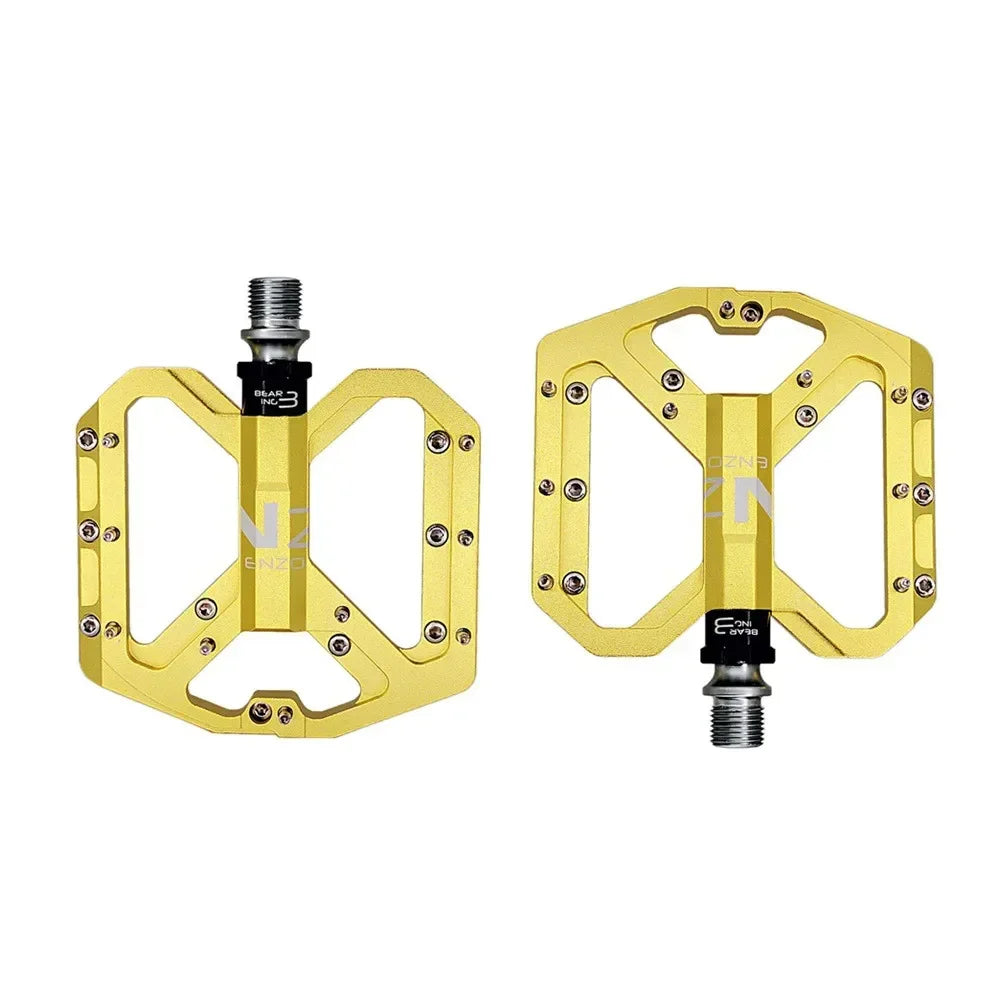 Pedales de ciclismo de montaña ENZO ultraligeras de plataforma, pedales de bicicleta de montaña CNC de aleación de aluminio sellados de 3 rodamientos antideslizantes, piezas de bicicleta