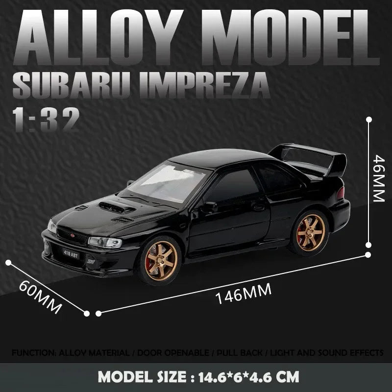 Simulation 1:32 Subaru Impreza WRX 22B STI Modified Diecast Alloy Metal Car Model Miniature Car for Kids Boys Birthday Gift