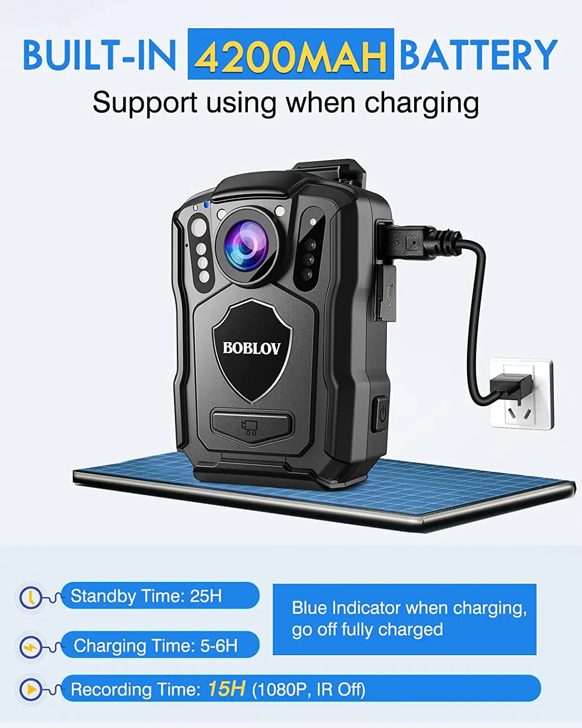 Caméra de Surveillance GPS Vision Nocturne IP67 — 128 Go Batterie 4200 mAh