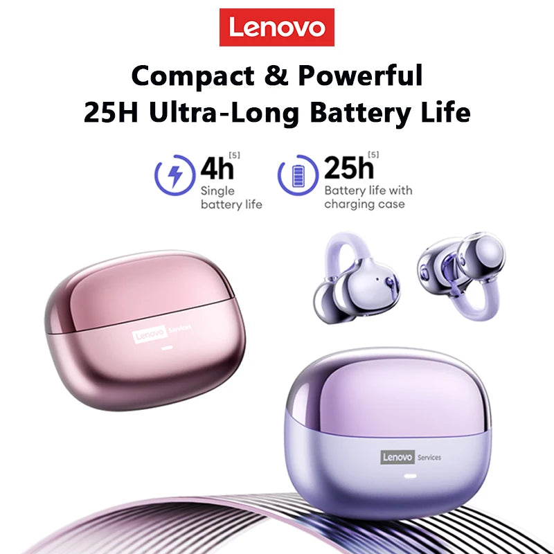 Auriculares Lenovo LE302 HIFI estéreo deportivos de clip abierto, Bluetooth 6.0 con cancelación de ruido y batería de larga duración