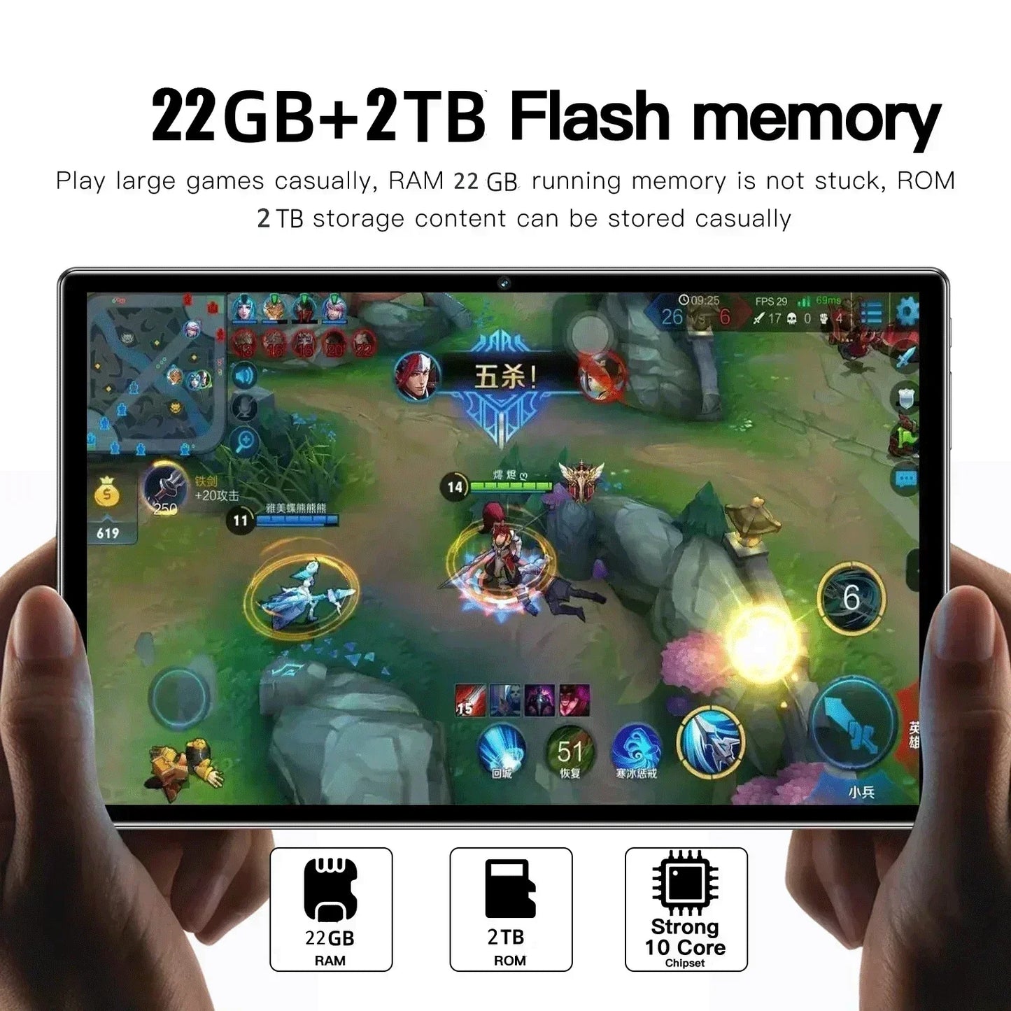 Tablette PC Android 16 2026 — 24 Go RAM, 2 To ROM, 20000 mAh, 5G, double SIM, WiFi, GPS, HD 4K, mini PC