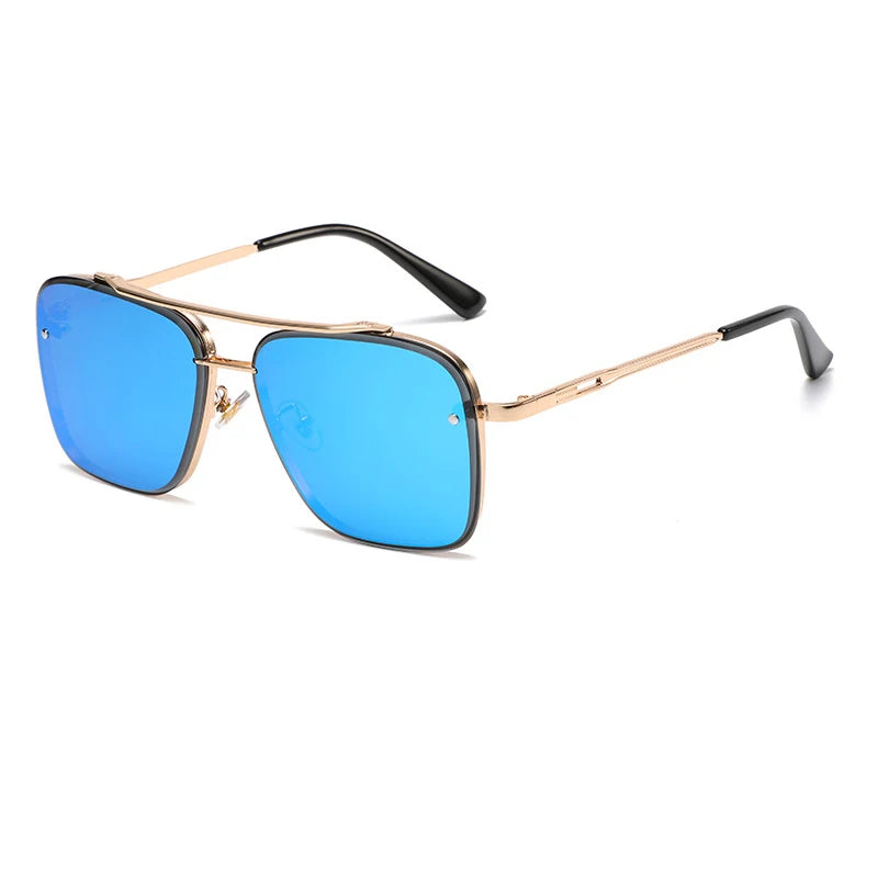 New Gradient Sunglasses for Men Fashion Metal Big Frame Sunglasses Luxury Brand Design Sunglasses for Men