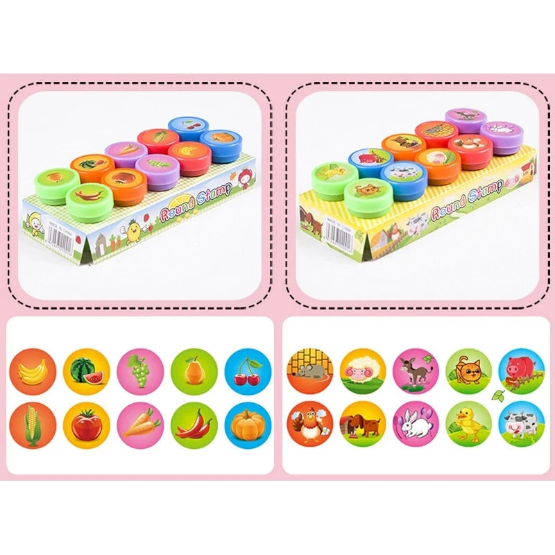 Assortiment de timbres auto-encreurs pour enfants, 10 pièces, tampons de jouets pour enfants, sceau de visage Smiley, Scrapbooking, peinture à la main, décor d'album Photo