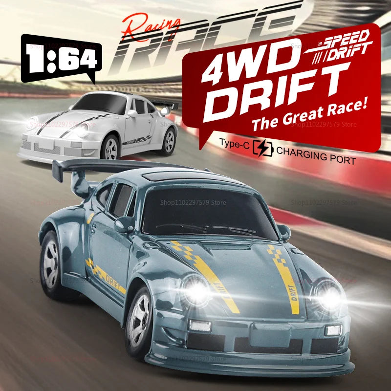 Hot Toy KF20 4WD RC Drift Car 2.4GHz Mini Remote Control Car 1:64 Scale Desktop Model Toys for Kids Boys Children Teens Gifts