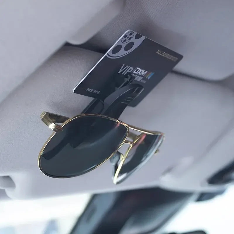 2 pièces universelles pour voiture, pare-soleil, boîte à lunettes, pince à lunettes de soleil, porte-carte, attache stylo, étui à lunettes
