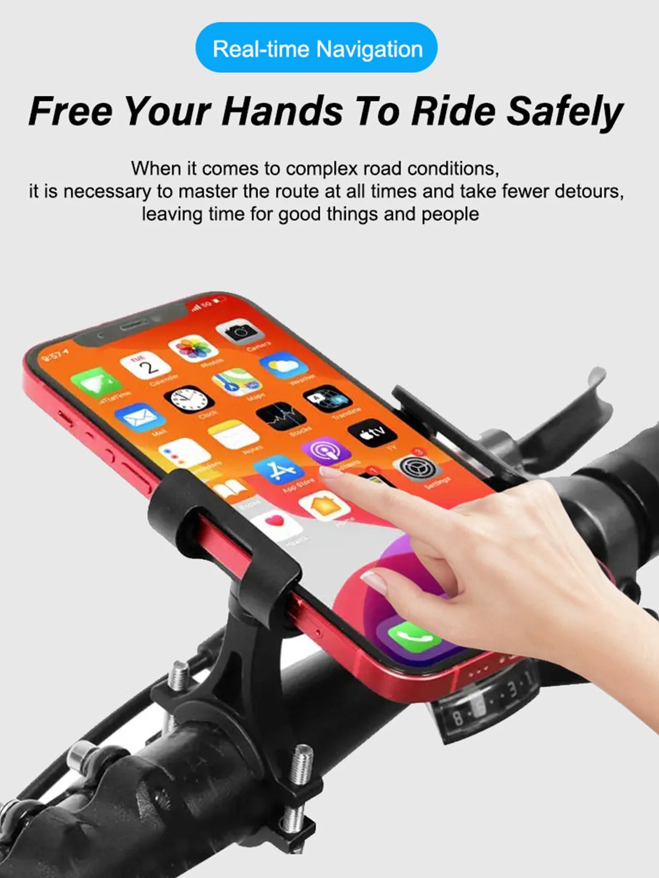 Soporte de teléfono para bicicleta de aleación de aluminio, soporte antideslizante de metal para motocicleta, Clip universal GPS para bicicleta