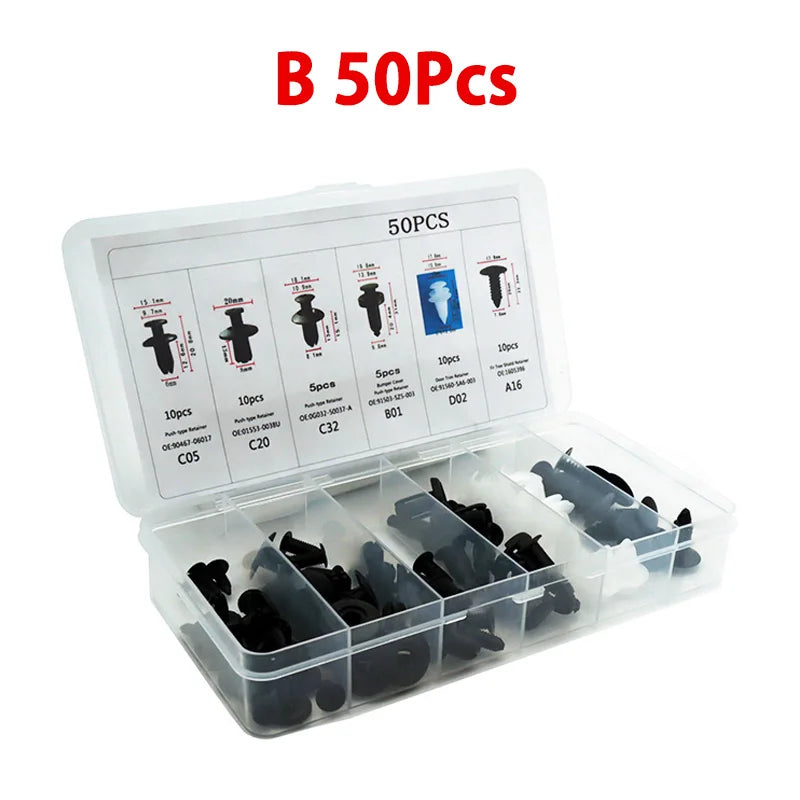 Kit de fixation de panneau de garniture de porte de pare-chocs de voiture, clip de fixation automatique mixte, poussoir de carrosserie, retenue, goupille, rivet, clips de voiture, emballage de boîte ou de sac