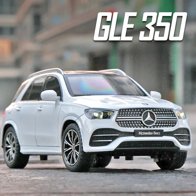 Modelo de vehículo todoterreno Benz GLE350 de metal fundido a presión para niños, juguetes de coche de simulación, colección, 1:24, inventario, luz y sonido, regalo