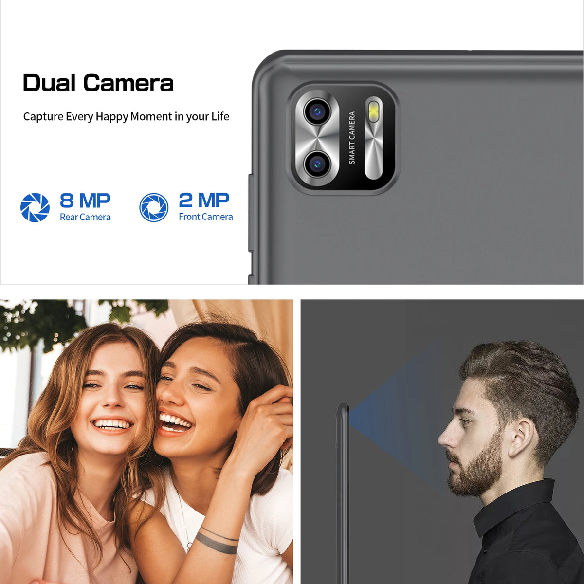 PRITOM – tablet Android 8 pulgadas 14, 8 GB (4 + 4 ampliados) RAM 64 GB ROM, expansión 1 TB, pantalla IPS 1280x800, batería 5000 MAH, doble cámara, WiFi