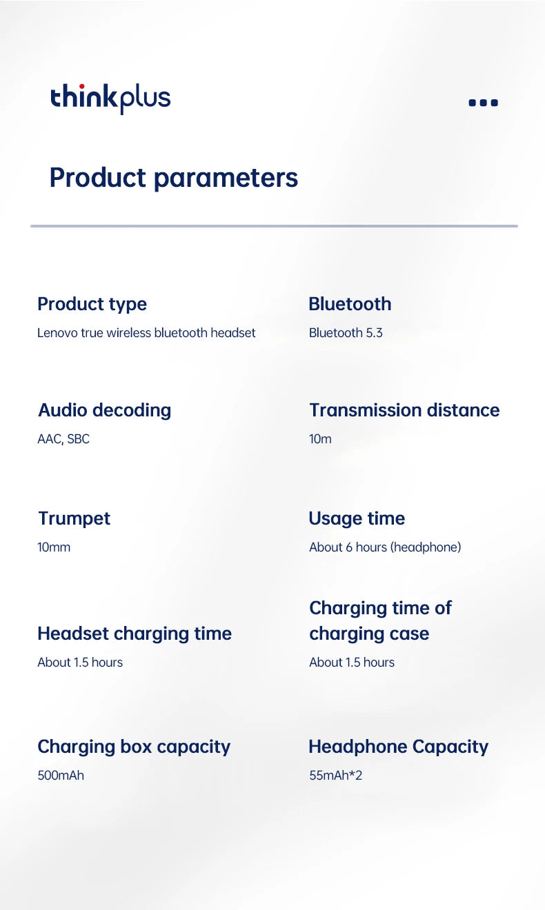 Lenovo XT80 – Auriculares deportivos inalámbricos, con micrófonos, control de botón, pantalla de alimentación LED, sonido estéreo de alta fidelidad, auriculares con traductor de IA