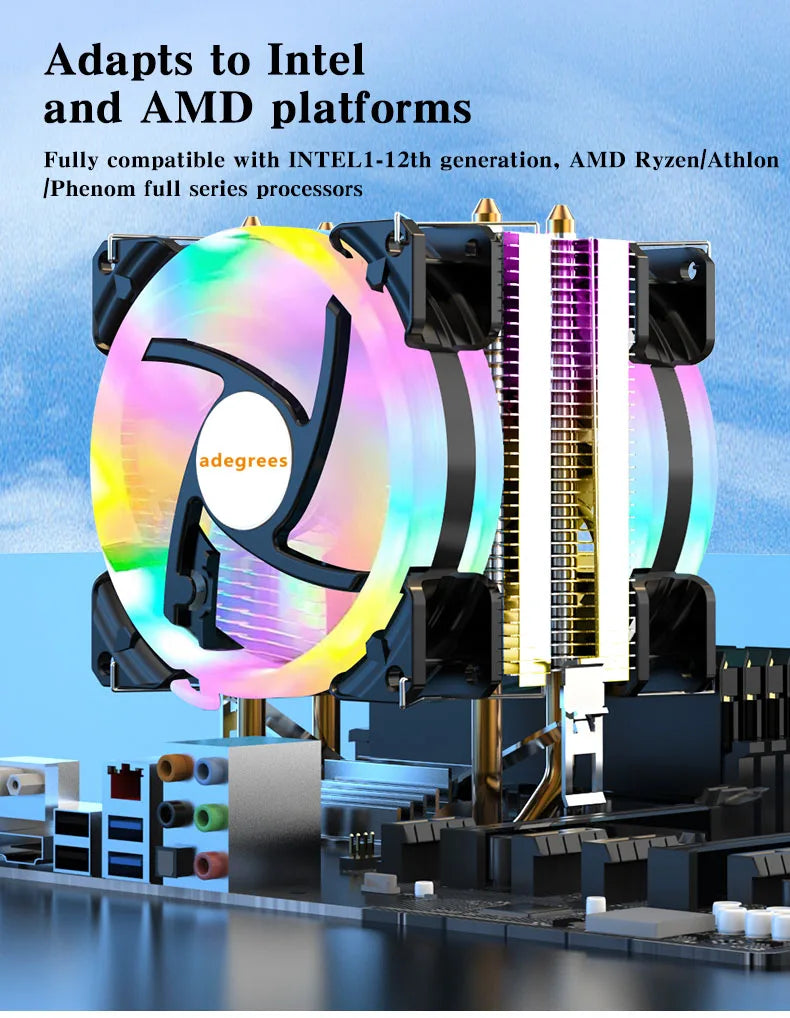 Refroidisseur d'air CPU X79 X99 3 broches PWM 4 broches ventilateur de refroidissement de processeur silencieux pour Intel LGA 1151 1155 1200 1700 2011 AMD AM3 AM4 radiateur PC