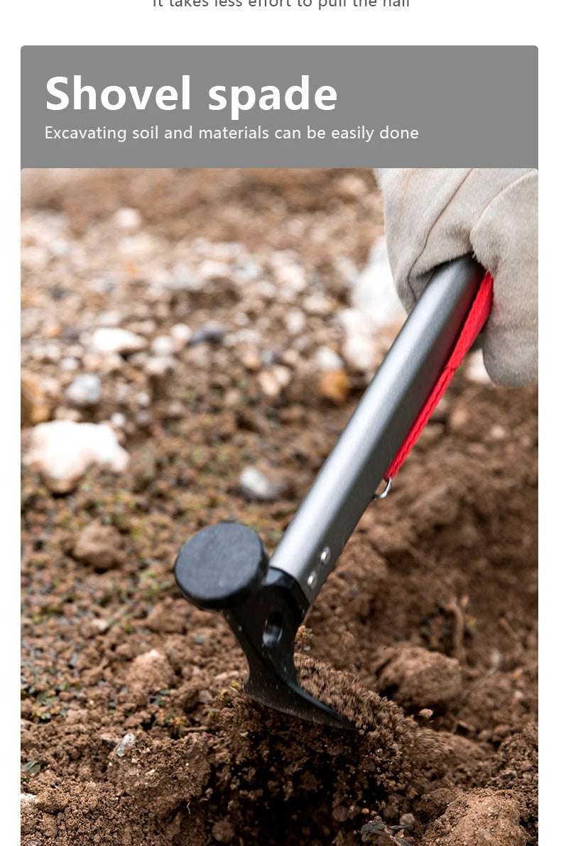 BISINNA-Marteau de camping multifonctionnel, piquets de tente d'extérieur, multi-outil avec poignée en alliage d'aluminium, fournitures de camping ultralégères