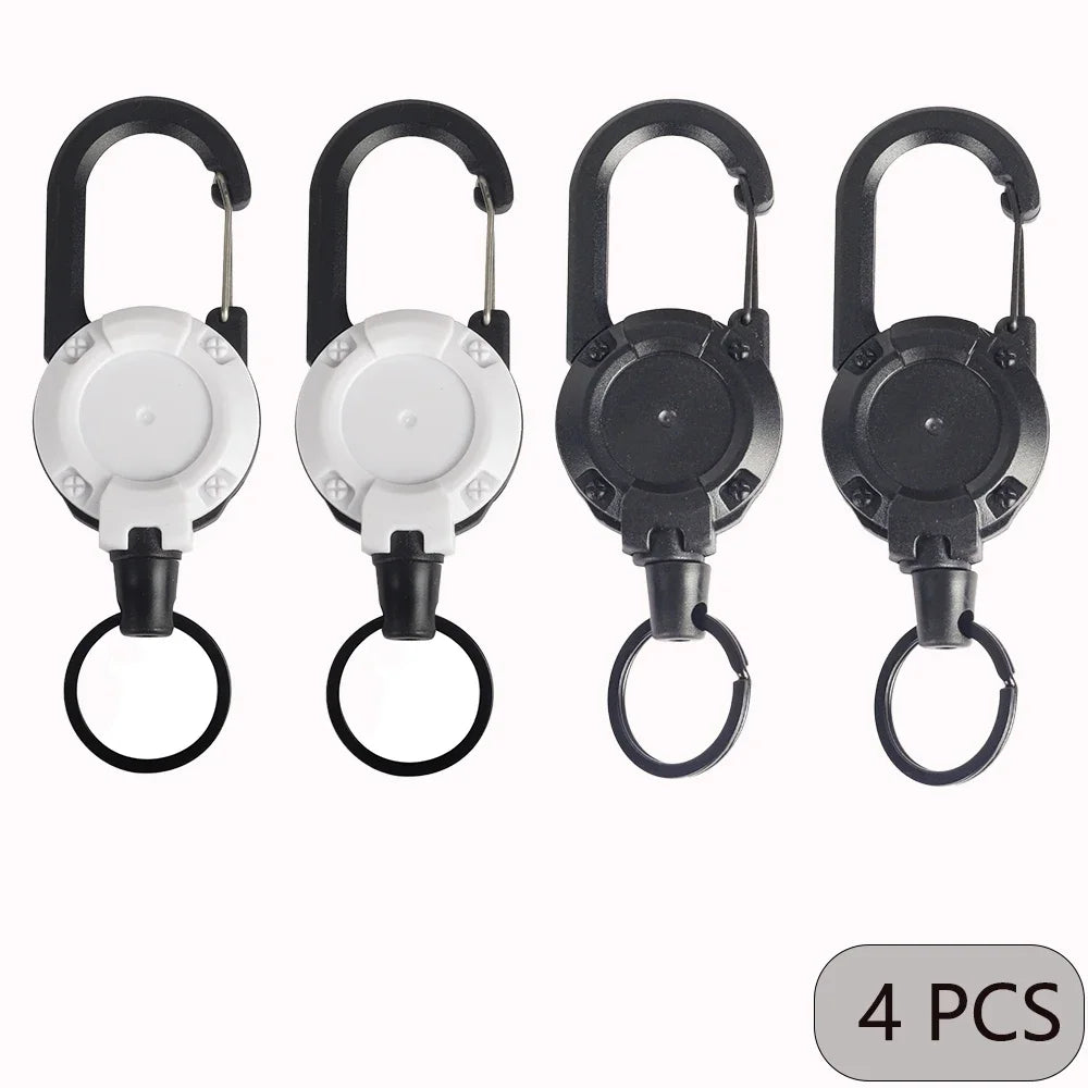 Llaveros retráctiles extensibles, carretes de insignia, clip resistente con mosquetón, para hombres, bolsas de exterior, 1/2/4 piezas