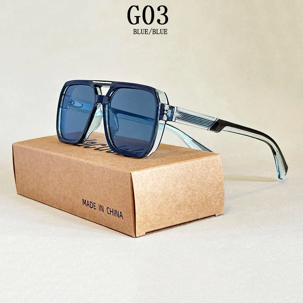 Lunettes de soleil carrées pour hommes — vacances, mode, vintage, femmes, 2025