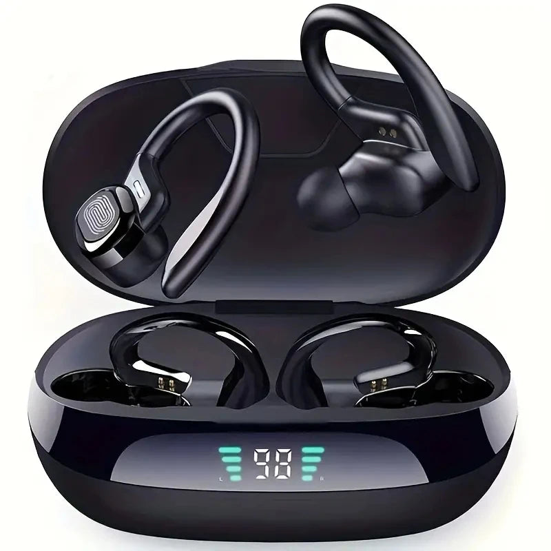 Shuke Waterproof Bluetooth Earphones with Microphone, Wireless Headphones, Sport Ear Hook, Headset, 9D Hifi Stereo Sound