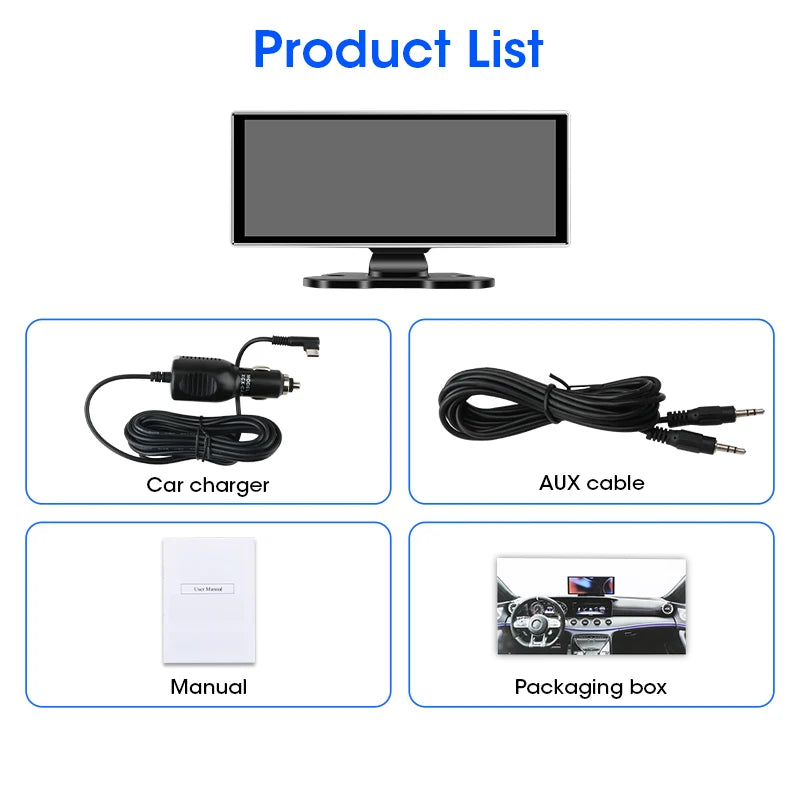 4K Car DVR Dash Cam 11.26" Dual Lens Wireless Carplay Android Auto Video Recorder GPS Navigation Monitor 5G Wifi FM AUX