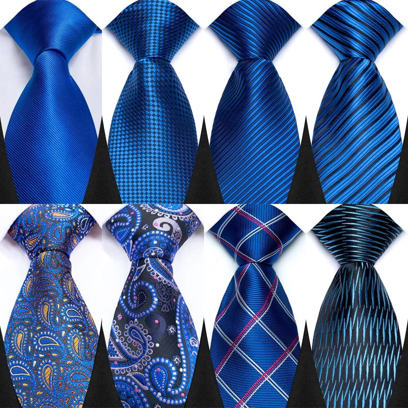 Cravate classique à rayures Paisley pour hommes — 8cm, Jacquard, bleu royal, accessoires, mariage