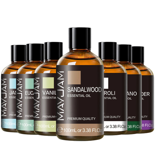 MAYJAM - Aceite Esencial con Cuentagotas, Sándalo, Lavanda, Eucalipto, Vainilla, Aceite Aromático para Humidificador, Quemador de Velas, 100ml