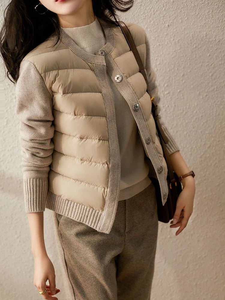 2025 hiver pull Patchwork Parka femmes doudoune Ultra léger chaud manteau décontracté femme doudoune surdimensionné vêtements d'extérieur