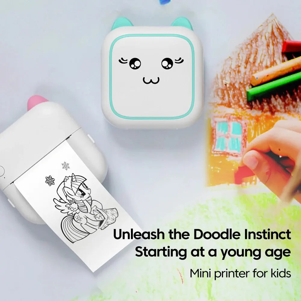 Mini impresora, impresora térmica portátil para pegatinas sin tinta compatible con iOS y Android, etiquetas de impresión fotográfica inalámbrica
