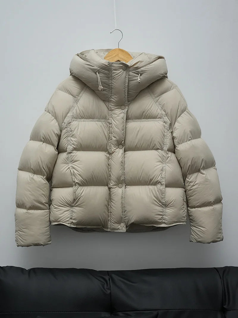 ZAROY Chaqueta de invierno para mujer, gruesa, cálida, con capucha, de algodón, Parkas de Corea, sólida, versátil, casual, abrigo corto, ropa de abrigo para la nieve, chaqueta