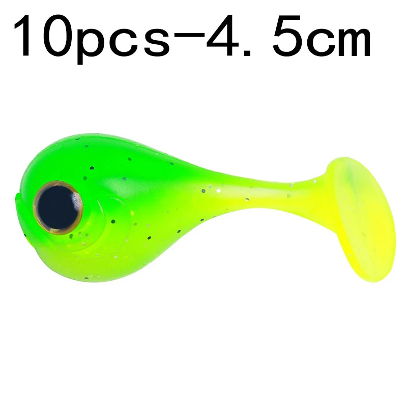 Leurre souple en silicone 4,5 cm avec queue en T — nageur, pêche carpe, black-bass, brochet