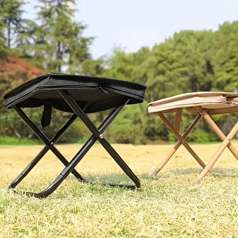 Tabouret pliant portable pour le camping, le pique-nique, la pêche, léger, durable, avec structure en fer, compact