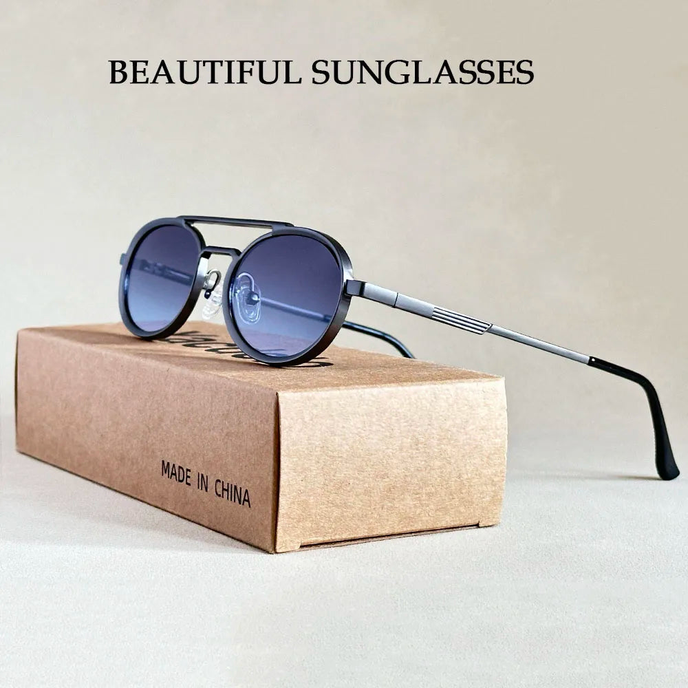 Lunettes de soleil ovales pour hommes et femmes — mode, vintage, Steampunk, 2025