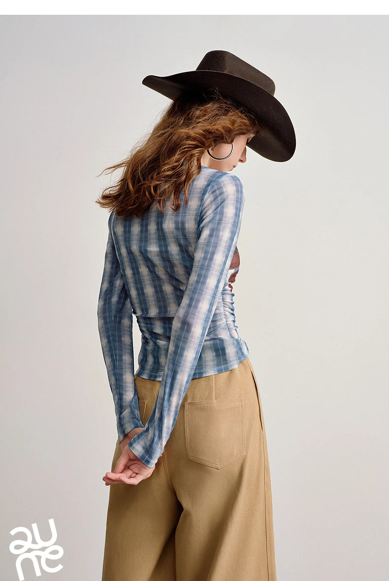 T-shirt femme en maille imprimé 2026 — printemps, taille découpée, Y2K, hauts courts