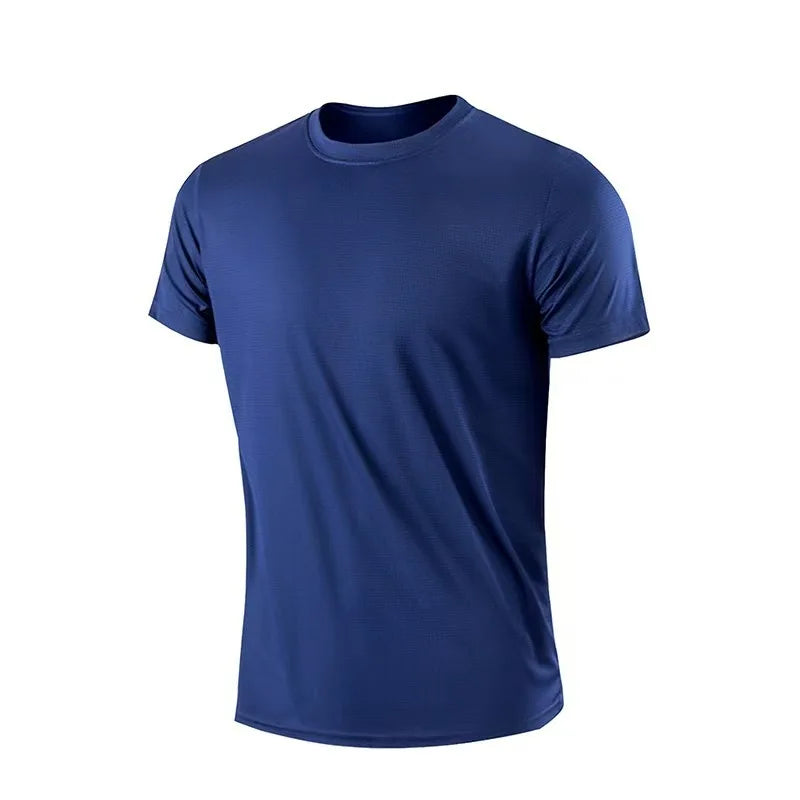 Camiseta de verano para gimnasio, de secado rápido, para correr, de musculación, de manga corta, tops deportivos para hombre, camiseta de punto de talla grande
