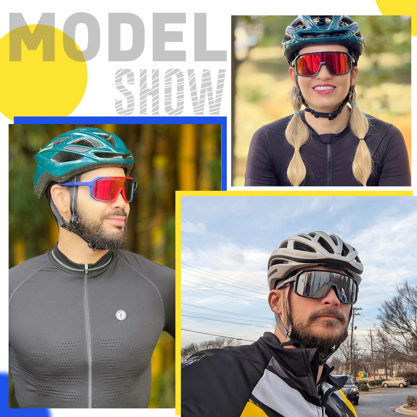 SCVCN Men's Cycling Sunglasses Women's Mountain Bike Road Bike Driving Glasses Outdoor Sports Racing Eyewear UV400 Hiking Glasses