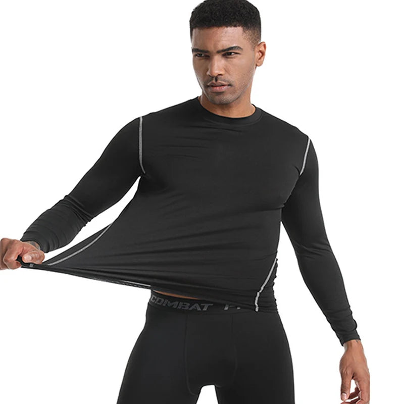 Men's long-sleeved sports t-shirt, high elasticity, quick-drying, solid, 2024