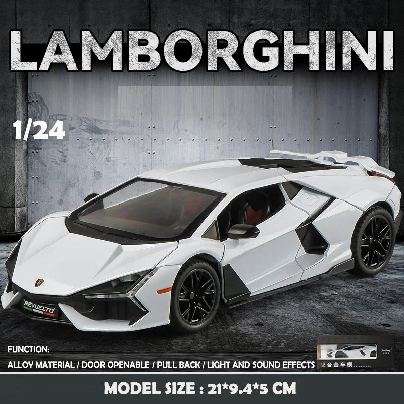 Modèle de supercar 1/24 avec son et lumière — collection miniature, cadeau d'anniversaire garçon