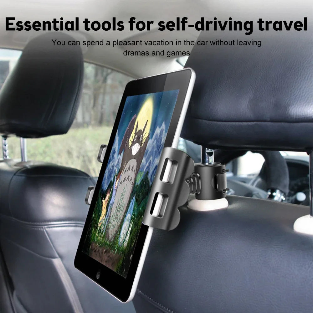 Support de tablette de voiture pour appui-tête réglable, support arrière de siège de voiture pour iPad, support de téléphone portable, Clip, accessoire de voyage sur route pour enfants
