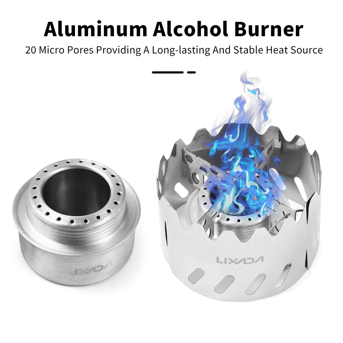 VEXADA-Mini réchaud portable en aluminium de 100ml, avec couvercle, support en croix et pare-brise, pour la survie au camp