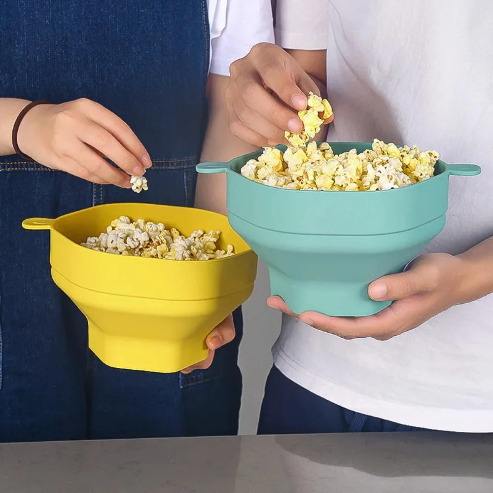 Bol à popcorn en silicone pour micro-ondes, pliable avec couvercle, seau à popcorn DIY, passe au lave-vaisselle, pour la maison, outil de cuisson pour regarder des films