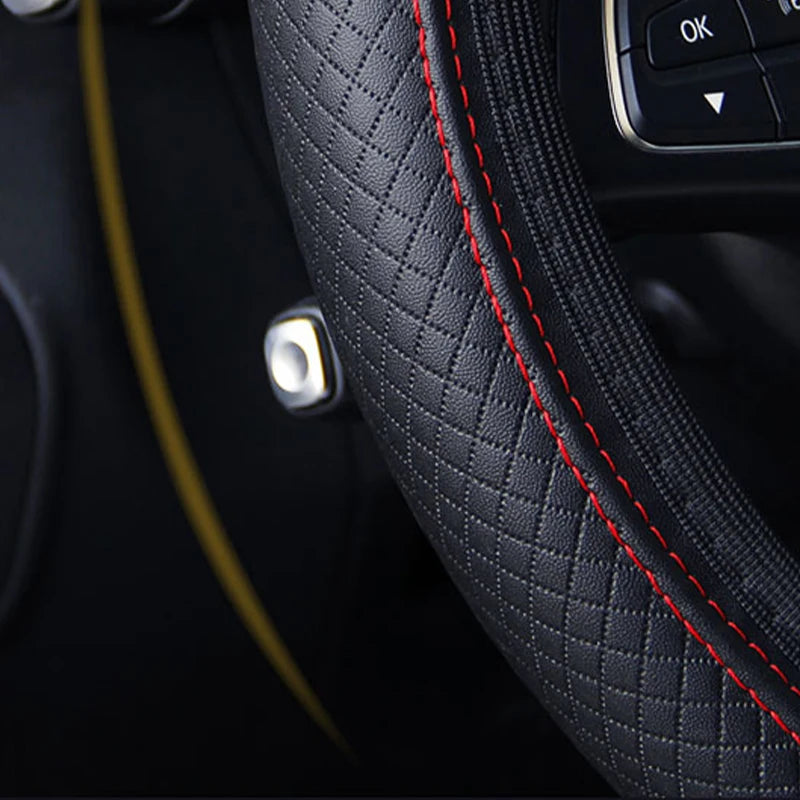 SEAMETAL 37-39CM Anti-Slip Breathable Steering Wheel Cover Universal Steering Wheel Cover Microfiber Leather Steering Wheel Protector