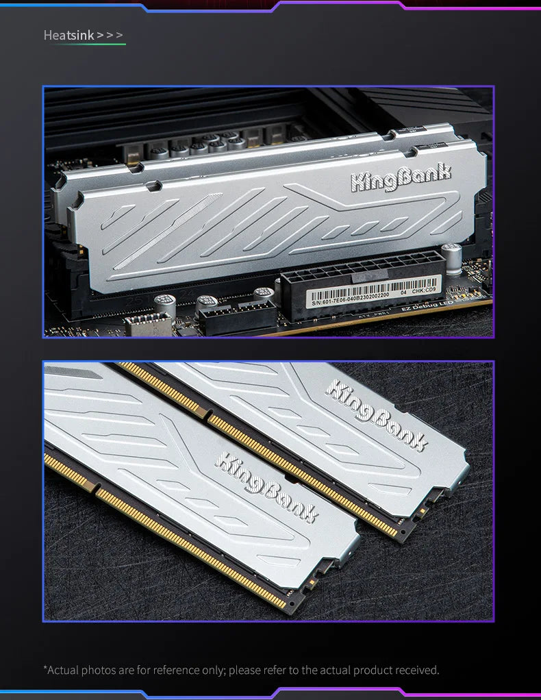 Mémoire RAM DDR5 KingBank 8 Go / 8 Go x 2 / 16 Go x 2 6000 MHz pour ordinateur de bureau CL36/CL30 XMP 3.0/AMD EXPO avec dissipateur thermique argenté