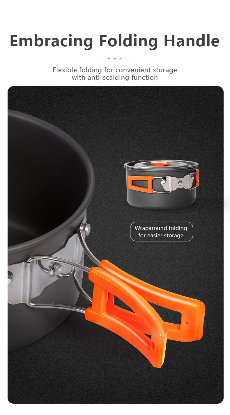 BISINNA – ustensiles de cuisine de Camping en alliage d'aluminium, bouilloire à eau, casserole, ensemble de cuisine pour voyage, randonnée, pique-nique, barbecue